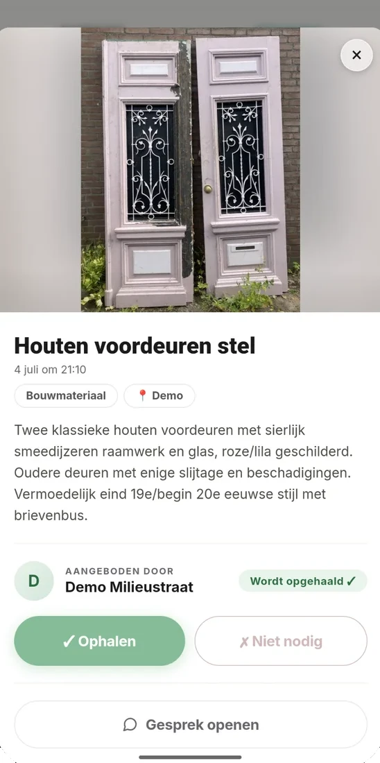 Cirqo app: reageren op een aangeboden product