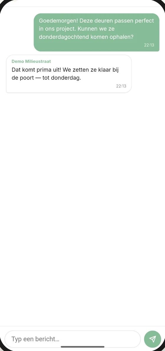 Cirqo app: ophalen afstemmen via chat